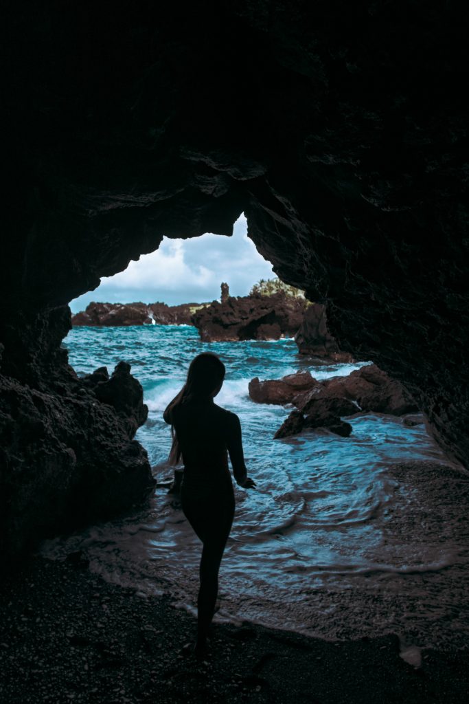 Sea Caves Black Sand Beach - one of the prettiest beaches in Maui