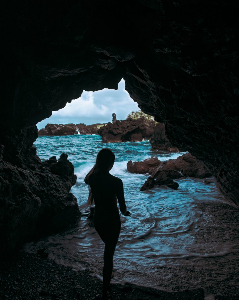 Caves in Black Sand Beach in Maui