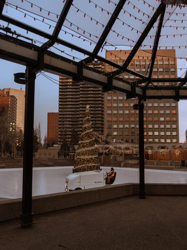 Zamboni on the ice rink at the Calgary Olympic Plaza