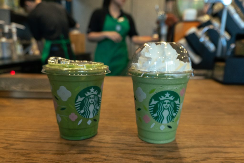 Matcha iced lattee and matcha frap