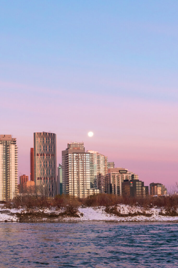 sunrise at the confluence viewpoint calgary